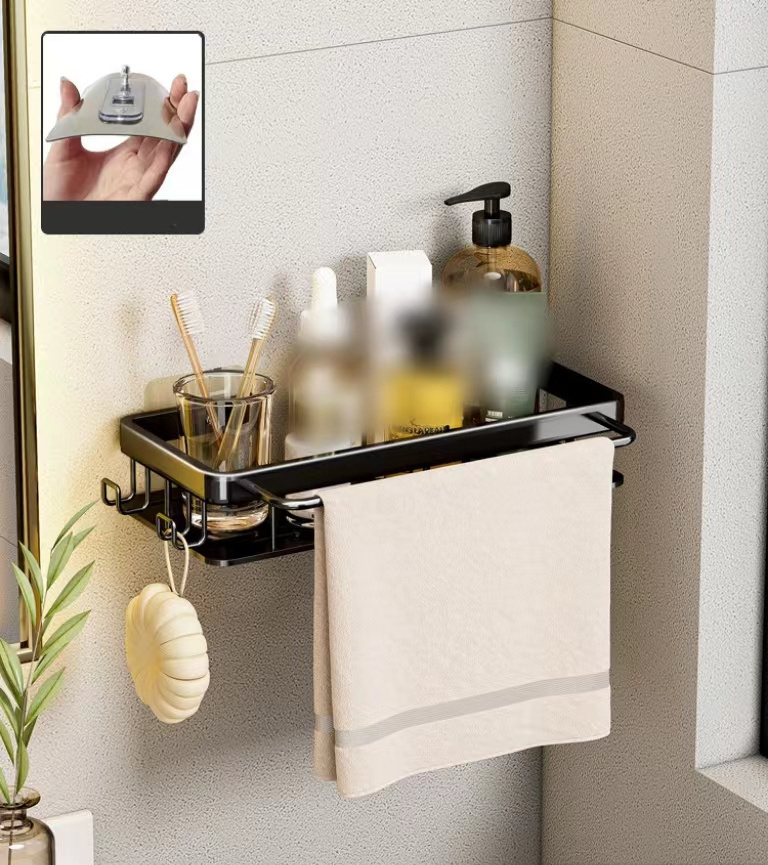 Draining No Drill Punch free Adhesive Modern Metal Luxury Gold Corner Shower Caddy