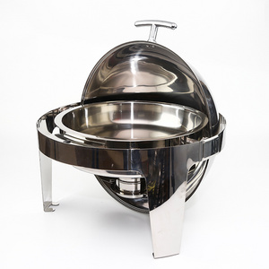 Superior Quality Stainless Steel  Round Roll Top  Chafing Dish  Buffet Food Warmer