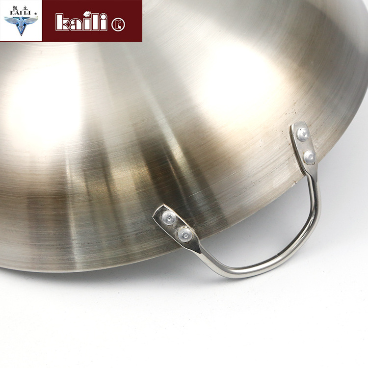 Commercial Stir Fry Wok Professional Stainless Steel Cooking Wok 34- 60cm with two handle stainless steel wok pan