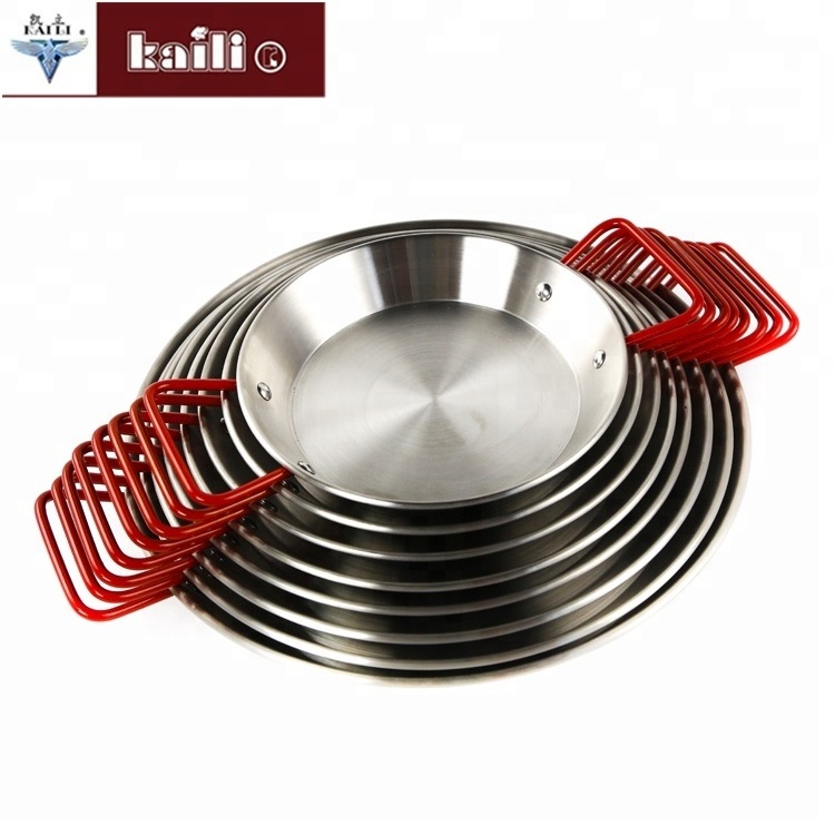 Restaurant Equipment commercial Stainless Steel Paella Pan For Cooking non stick frying pan