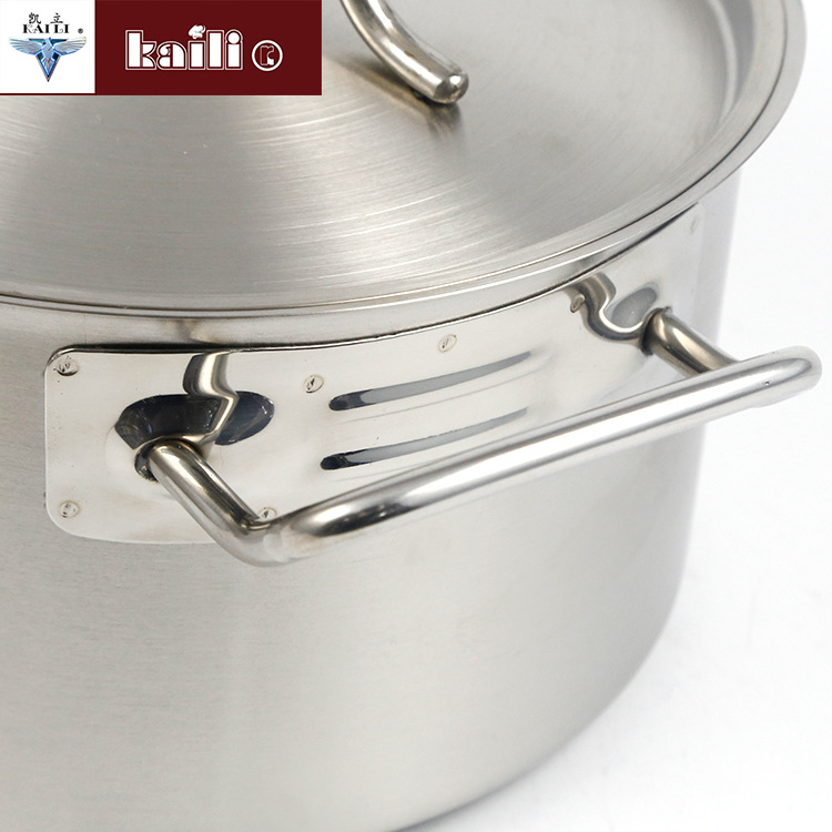 Stainless Steel Kitchen Equipment Double Ears short Soup Pot Stock Pot Set Saucepan