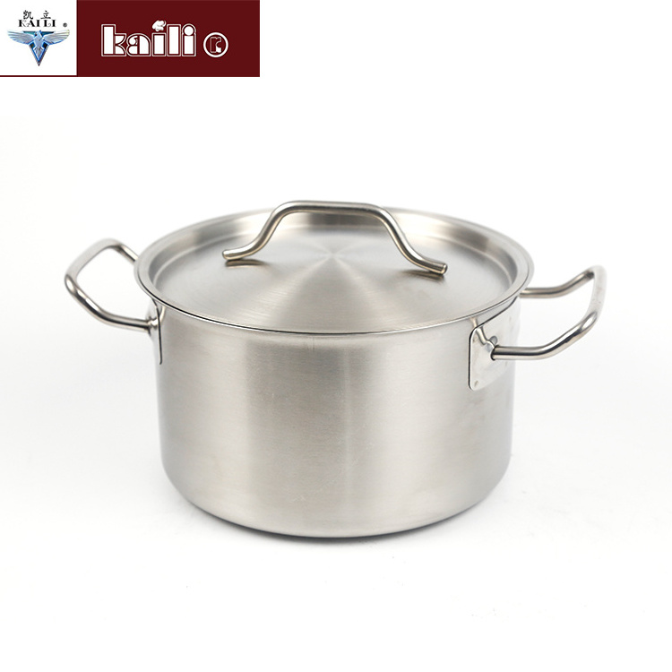 Stainless Steel Kitchen Equipment Double Ears short Soup Pot Stock Pot Set Saucepan