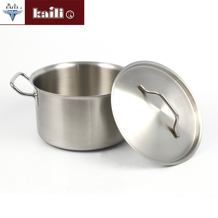 Stainless Steel Kitchen Equipment Double Ears short Soup Pot Stock Pot Set Saucepan