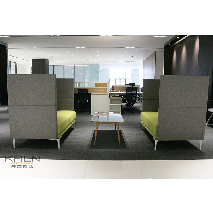 Factory direct selling high back 2 seater grey fabric sofa for office coffee bar privacy protection