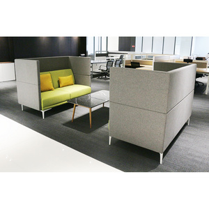 Factory direct selling high back 2 seater grey fabric sofa for office coffee bar privacy protection