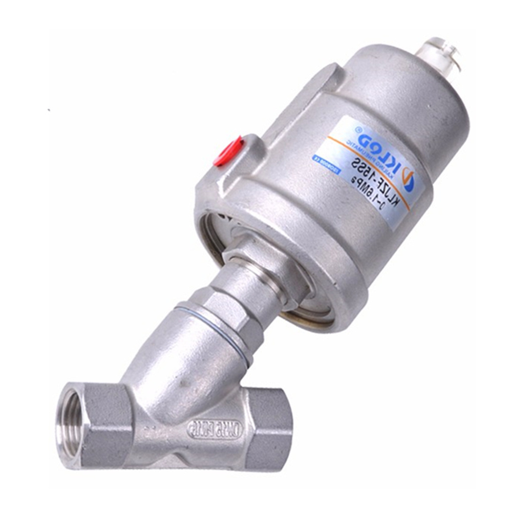 2/2 Way Piston Operated Stainless Steel Thread Pneumatic Angle Seat Valve