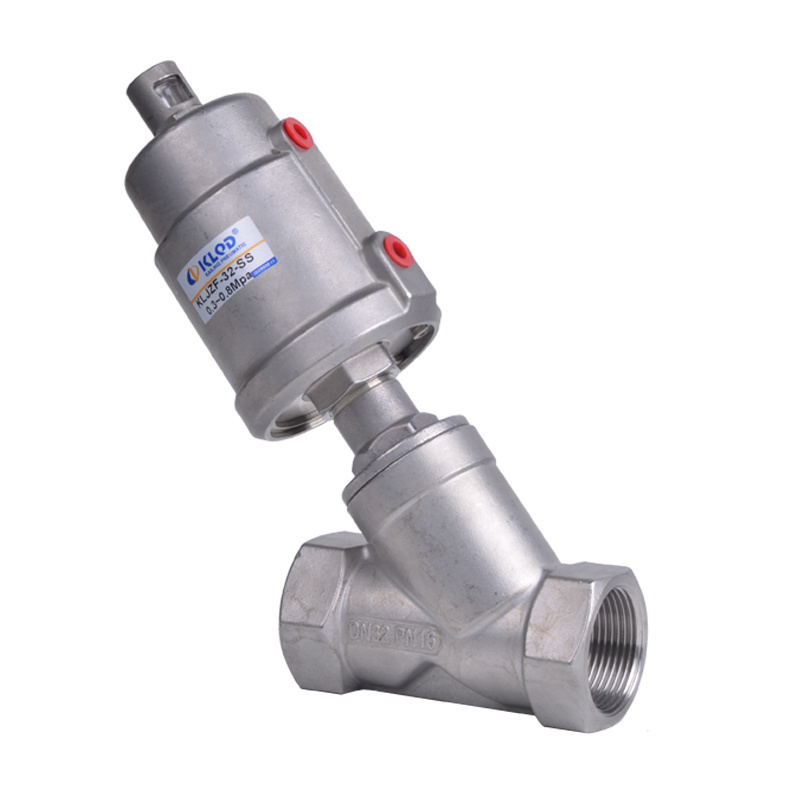 2/2 Way Piston Operated Stainless Steel Thread Pneumatic Angle Seat Valve