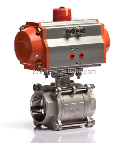 Pneumatic Actuator Full Bore 3PCS CF8M Stainless Steel Ball Valve