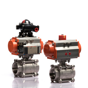 Pneumatic Actuator Full Bore 3PCS CF8M Stainless Steel Ball Valve