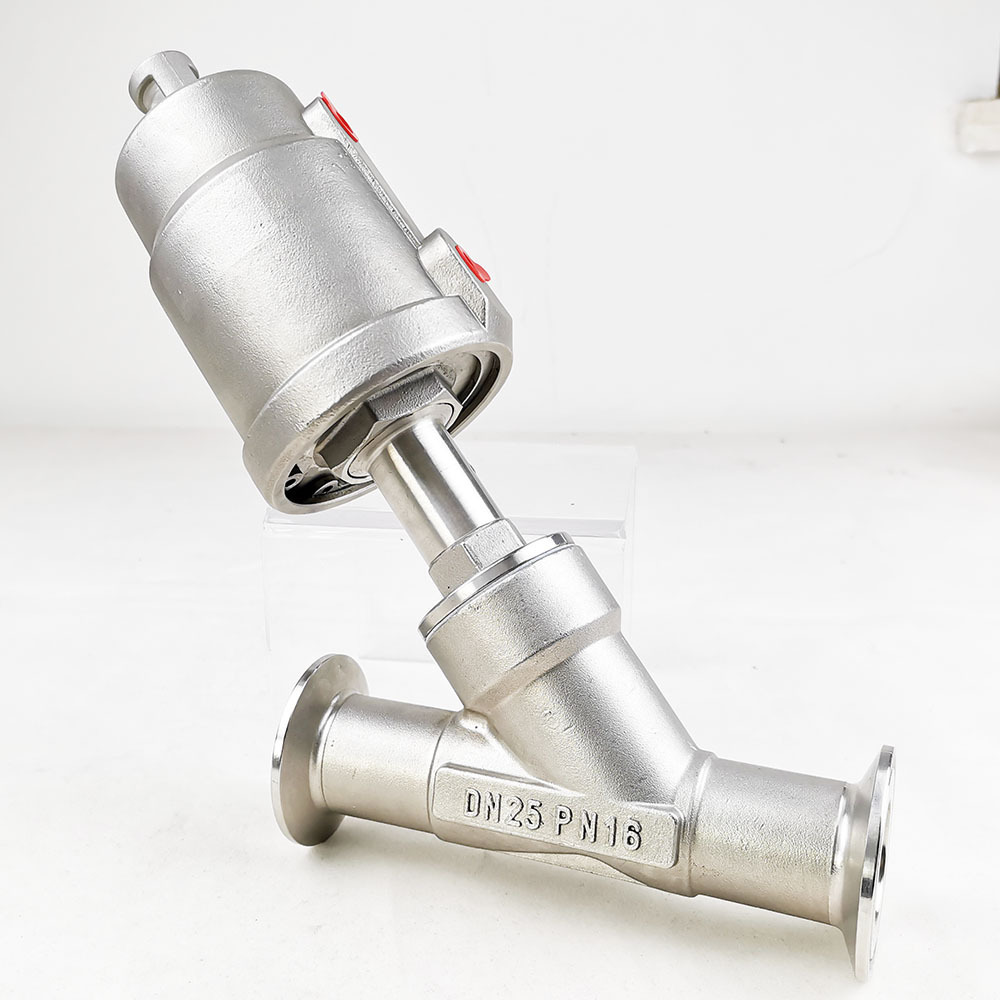 2/2 Way sanitary Tri-clamp Connection Stainless Steel food grade Y piston Pneumatic Angle Seat Valve