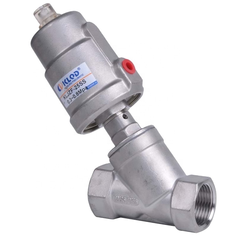 2/2 Way Piston Operated Stainless Steel Thread Pneumatic Angle Seat Valve