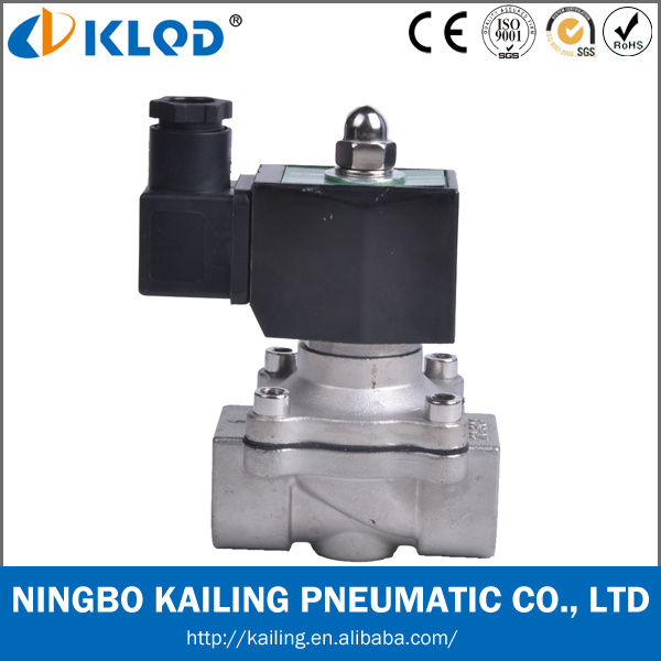 KLQD brand 2/2 way 1/2 inch air water 24V stainless steel material solenoid valve