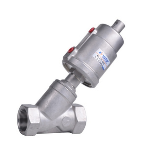 Stainless steel high temperature pneumatic steam thread corrosion resistant Y type angle seat valve for disinfection  pharmacy