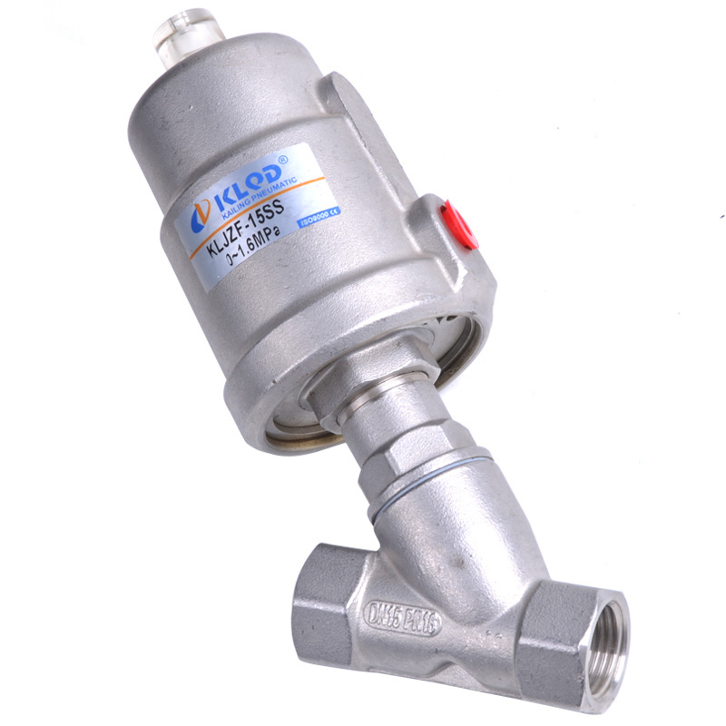 2/2 Way Piston Operated Stainless Steel Thread Pneumatic Angle Seat Valve