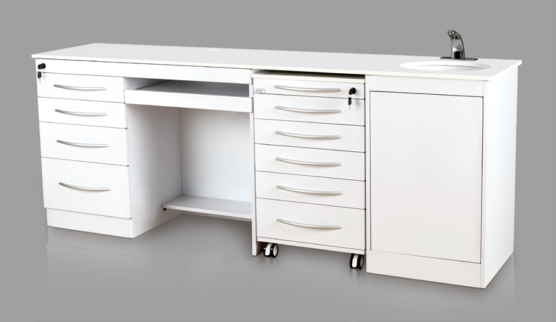 Clinic Furniture Stainless Steel Body Marble Top Cabinets with Wash Basins Sink sensor Faucet medical drawers cabinet