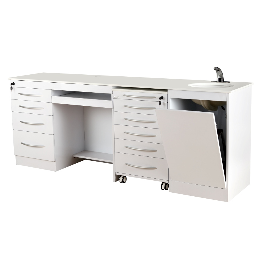 Clinic Furniture Stainless Steel Body Marble Top Cabinets with Wash Basins Sink sensor Faucet medical drawers cabinet