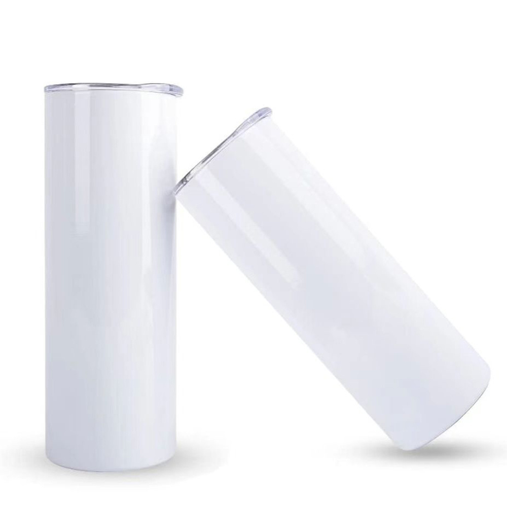 US warehouse White 20 Oz Stainless Steel heat press Printing bottle Tumbler Double Wall Insulated straight Sublimation Tumbler