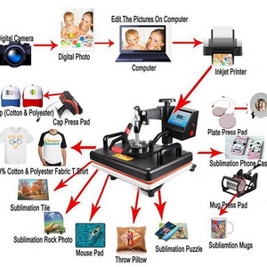 Combo Heat Press Machine Mugs Cup T shirt Printing Machine T Shirt Sublimation Machine  8 in 1 heat transfer