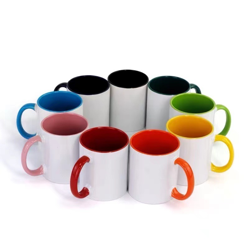 High Quality Inner Color Mug  Two Tone Mug Wholesale Custom Ceramic Cups 11oz Handle Solid color Inside Sublimation Printing MUG