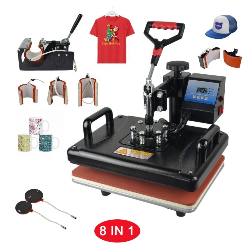 8 In 1 Combo Heat Transfers Sublimation Machine Digital Display Heat Transfer Machine For Mug T-shirt Printing Press