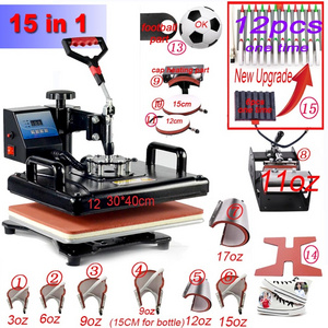 15-in-1 Combo Heat Transfer Press Machine 29x38cm Sublimation for T-Shirt Mug Hat Automatic Manual Grade for Slate Glass ROC