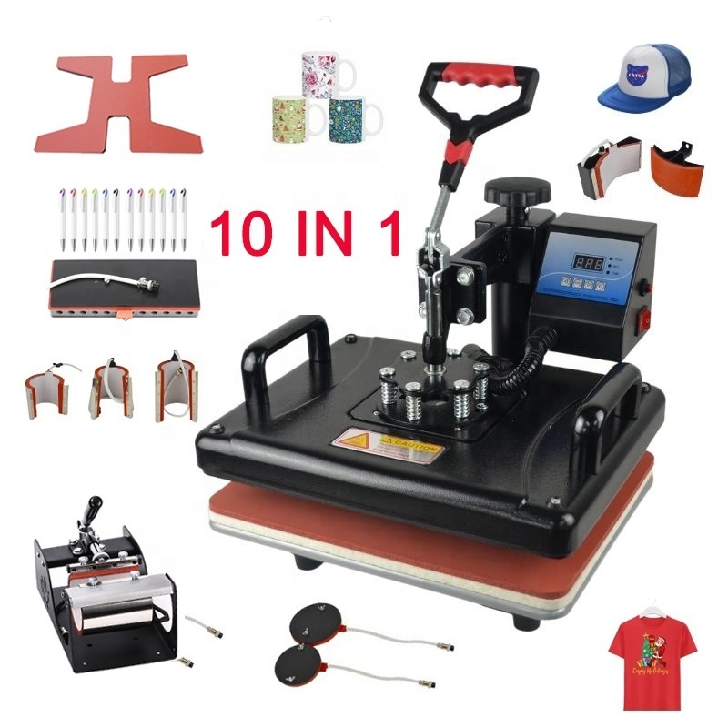 10 In 1 Shoes Bottles Printing Machine for Mug Plate Hat T-shirt Pen Phone Case Puzzles Hot Transfer Machines