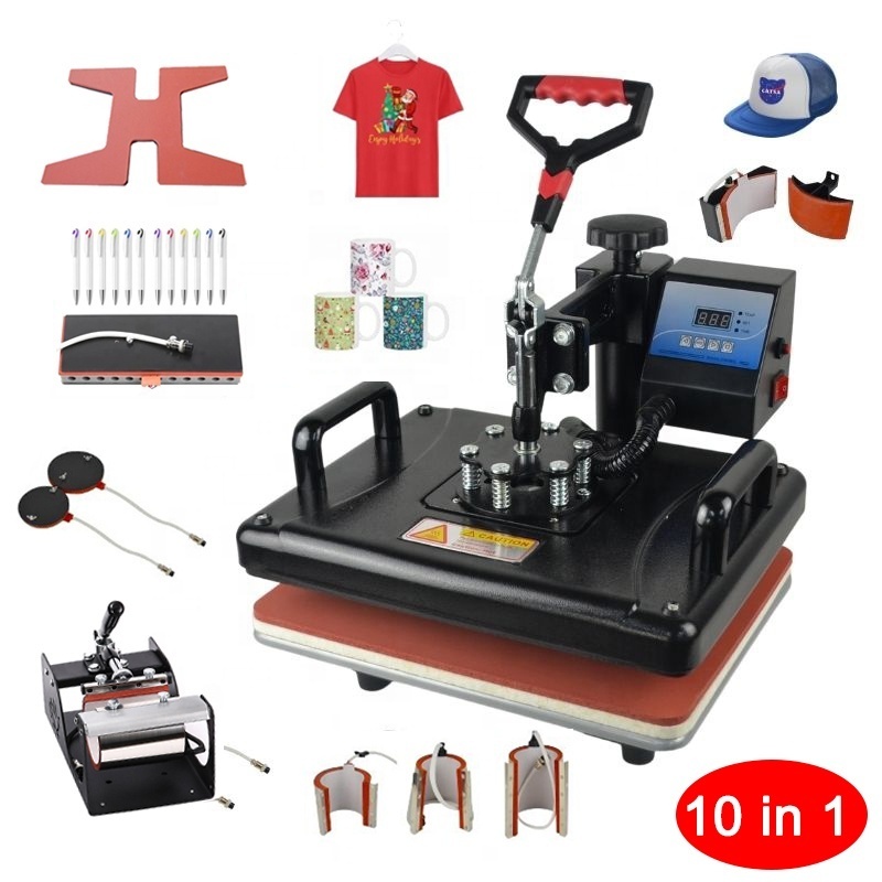 10 In 1 Shoes Bottles Printing Machine for Mug Plate Hat T-shirt Pen Phone Case Puzzles Hot Transfer Machines