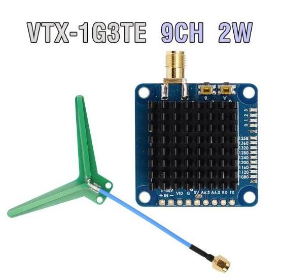 Video Transmitter VTX-1G3TE V2 1.2GHz 1.3GHz 2000mW 2W 9CH with Tramp VTX control For FPV RC Long Range Drone