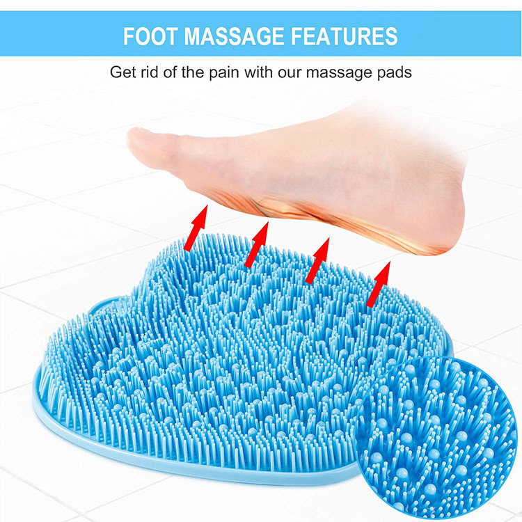 Larger Shower Foot Scrubber Mat Wall Mounted Non-Slip Suction Cups Bathroom Massage Cleaning Exfoliates Feet Pad Cleaner For Men