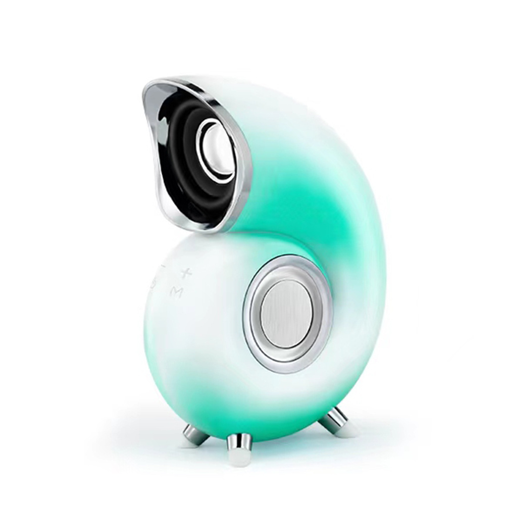 Touch Sensitive Smart Conch Speaker, BT Small Conch Speaker with RGB Light for Outdoor, Desk, Bedroom with Radio Function