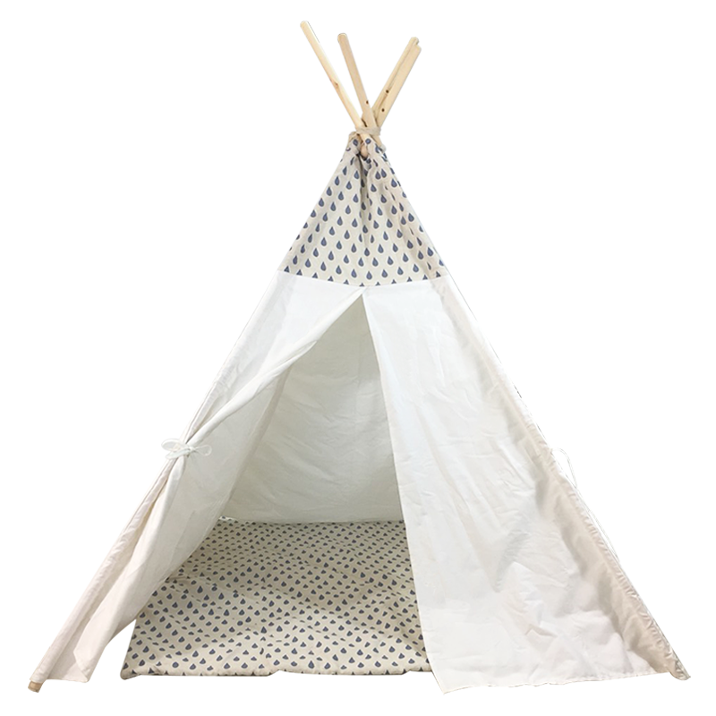 High Quality Portable Natural Cotton Canvas Children Kids Teepee Indian Play Tent for Indoor Outdoor Tipi