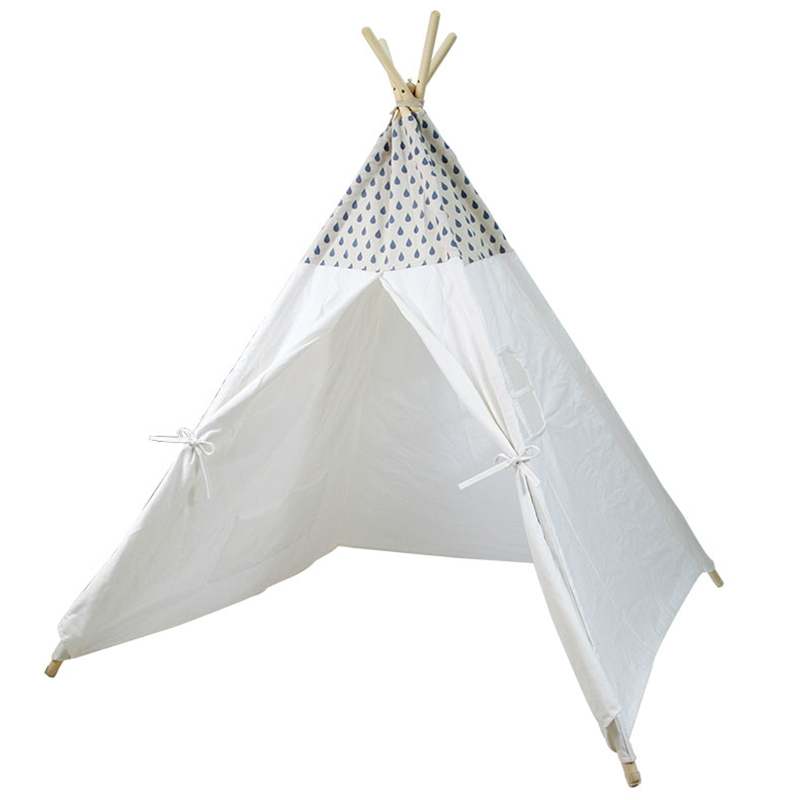 High Quality Portable Natural Cotton Canvas Children Kids Teepee Indian Play Tent for Indoor Outdoor Tipi