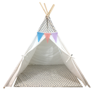 High Quality Portable Natural Cotton Canvas Children Kids Teepee Indian Play Tent for Indoor Outdoor Tipi