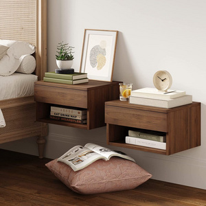 Kainice Hanging BedsideTable Floating Nightstand Set 2 Wooden Floating Night stand Bedside Chest of Drawers