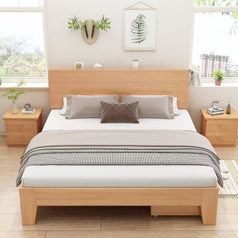 Kainice wholesale soild wooden bed with drawer king size bedroom furniture mdf storage box double bed