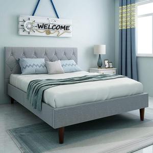 Kainice wholesale furniture bed design Noise-Free metal bed frame designs linen gray full Size for Bedroom