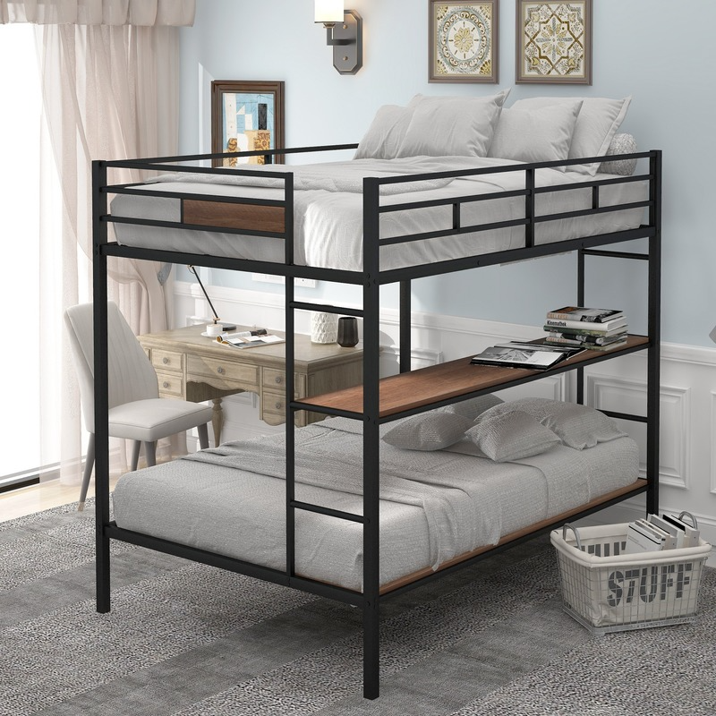 Kainice wholesale metal loft triple bunk bed for 3 kids twin xl heavy duty bedsbunk double decker single bed frame