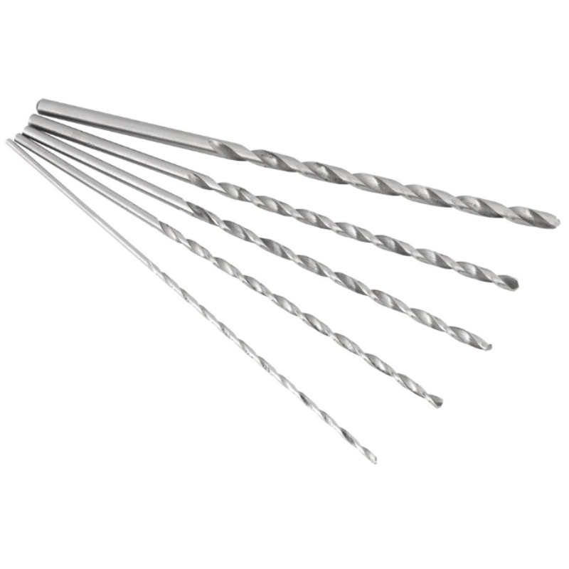 5PCS Extra Long High Speed Steel Drill Bit Sets Straight Shank Twist Drill Bit Tool Wood Drill Bit Set Diameter 2-5mm Length