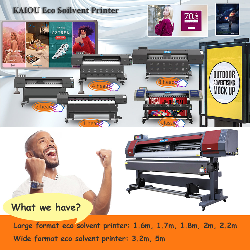 CE Approved Single XP600 Large Format Multi Tarpaulin Printing Machine Banner Sticker Paper Label  1.8m Eco Solvent Printer