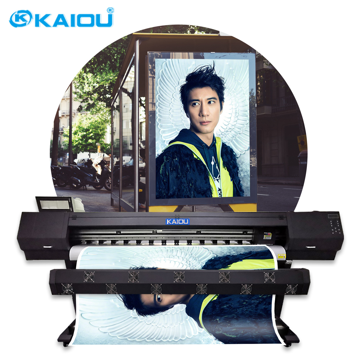 Kaiou Large format 5m 1.8 m dx11 Eco solvent printer with XP600 print head for banner T-shirt printing