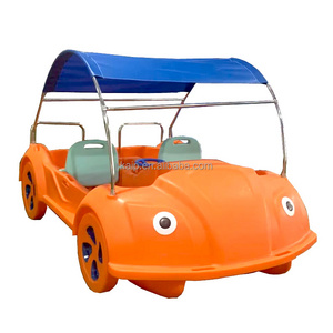 New Plastic Car design pedal boat New arrival 4 person pedal boat Unbreakable Beach Water Bike with Umbrella