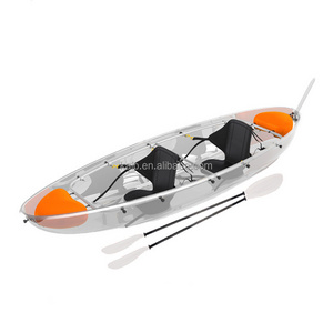 Factory Sale Completely Transparent 2 Person Kayak Plastic Rowing Boats Transparent Canoe Clear Kayak