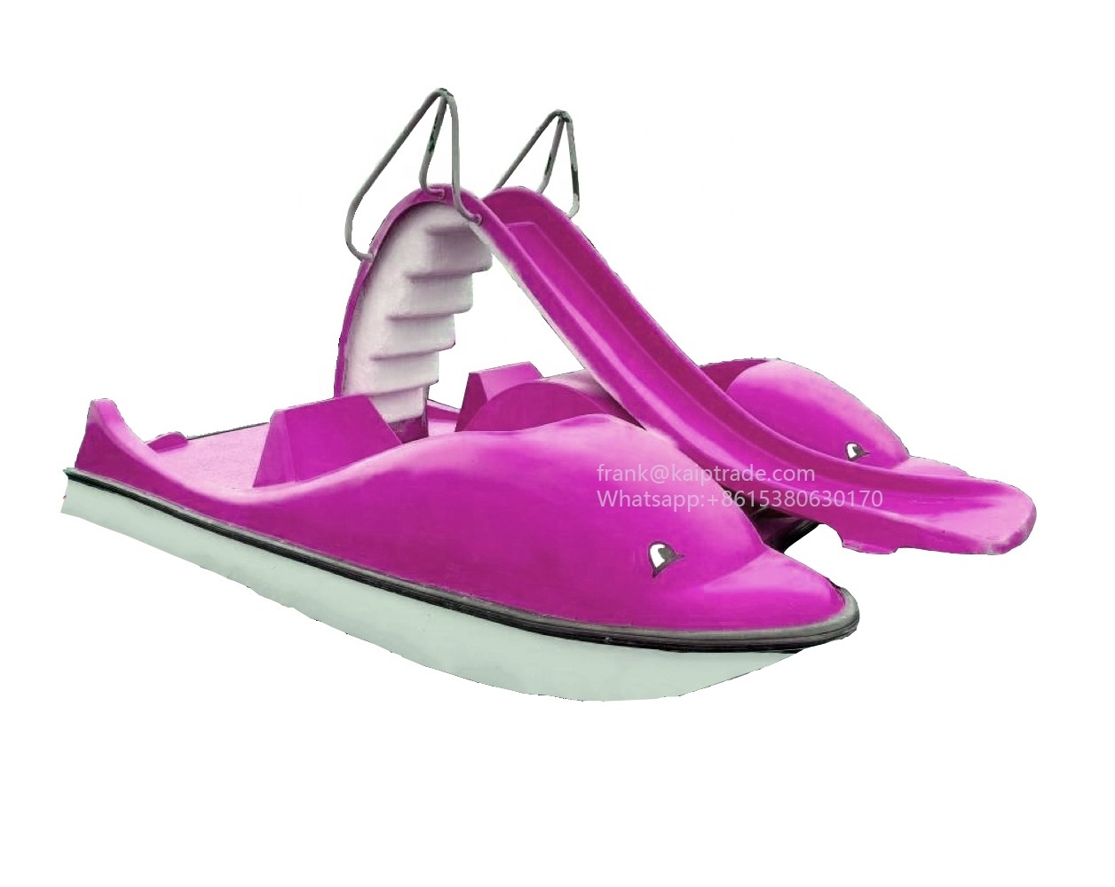 Resort water amusement playground 4 person dolphin design pedal boat with slide