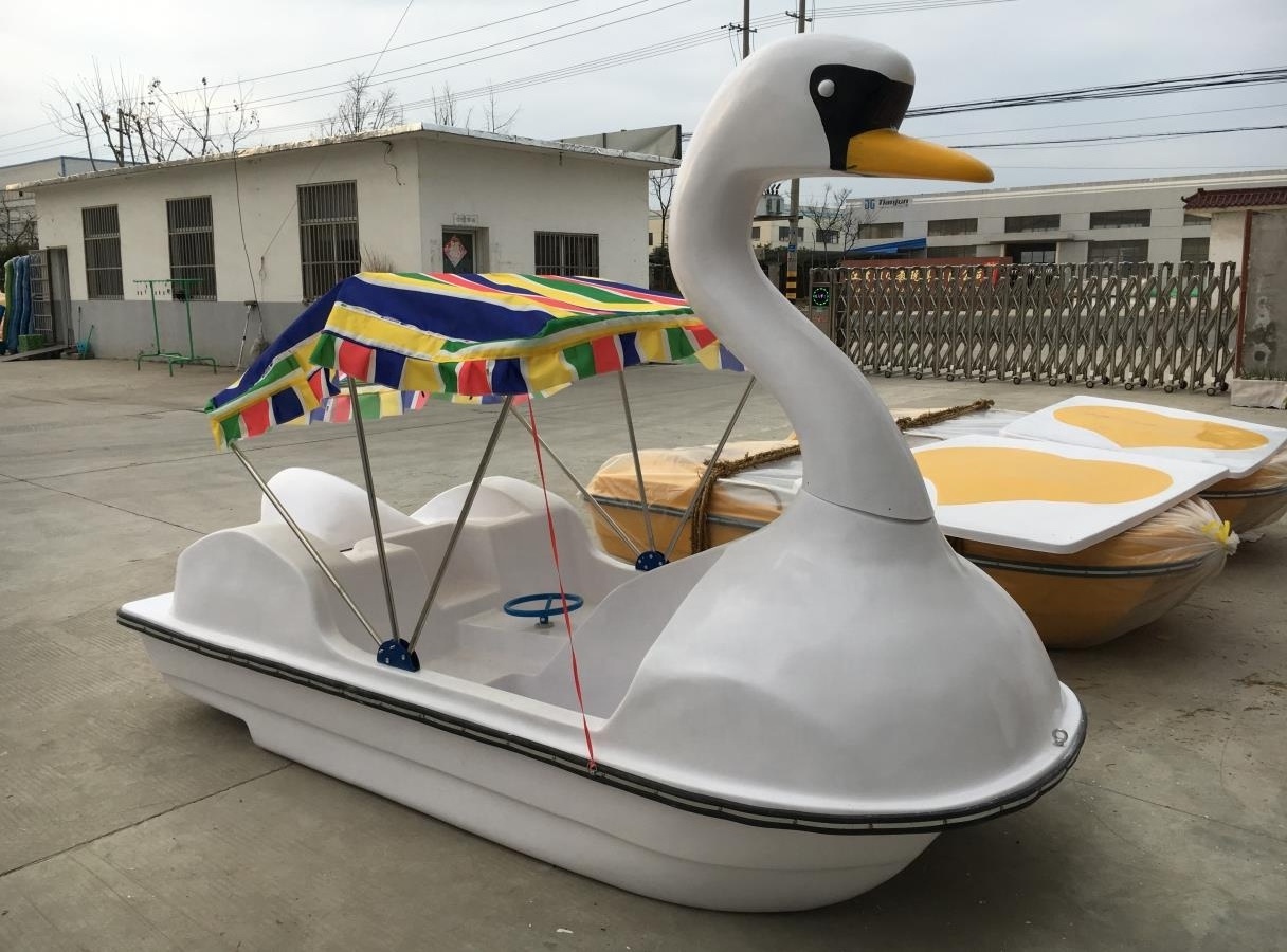 2 person Water play equipments low price water amusement park fiberglass used swan pedal boats for sale