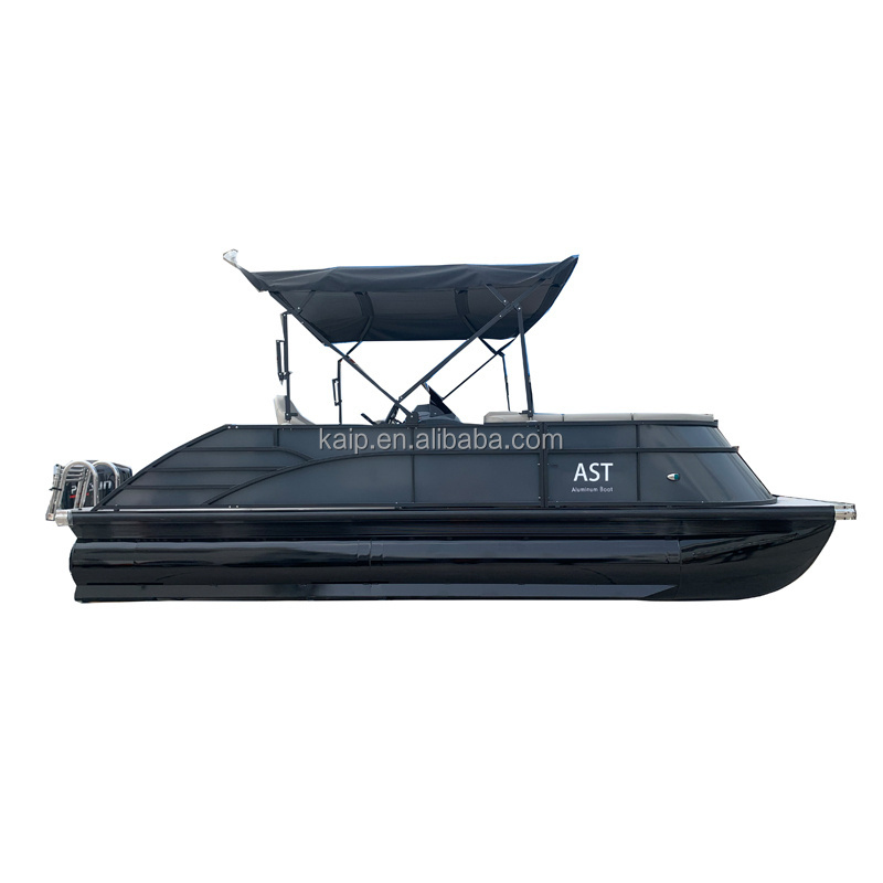 2024 KAIP 5.2m 17ft Mini personal private leisure Speed Yachts Fishing Tritoon Boat Aluminum Party Barge Pontoon Boat for Sale