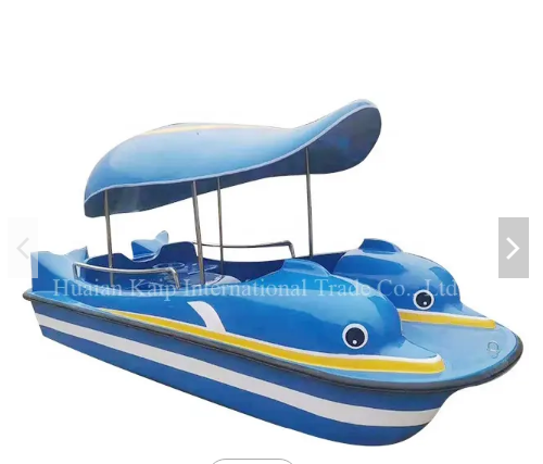 Water fishing fiberglass boat with foot pedal animal model pedal boat with 4-person life jacket for sale