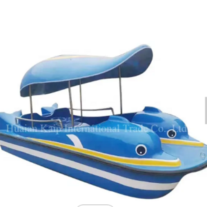 Water fishing fiberglass boat with foot pedal animal model pedal boat with 4-person life jacket for sale