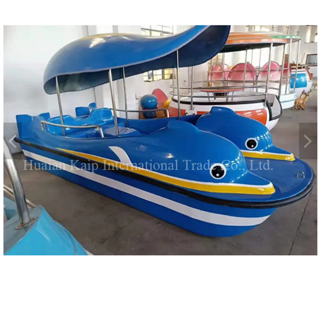 Water fishing fiberglass boat with foot pedal animal model pedal boat with 4-person life jacket for sale