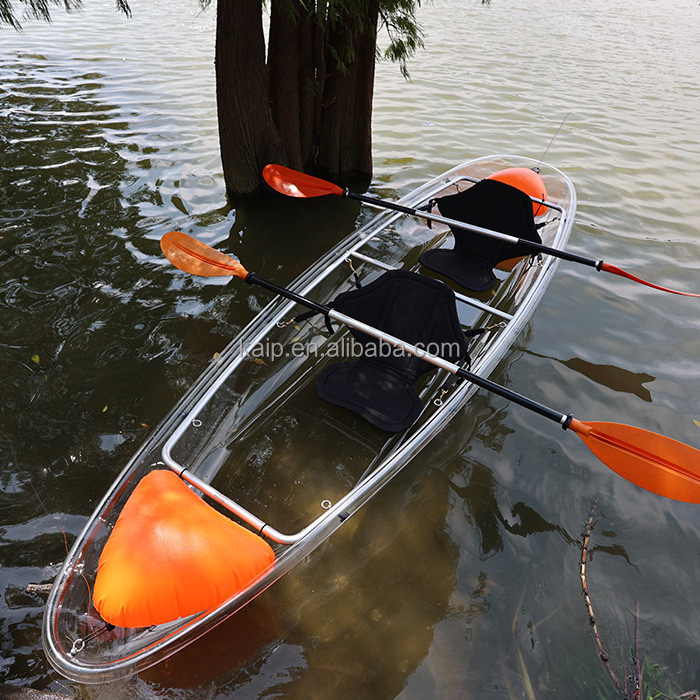 Factory Sale Completely Transparent 2 Person Kayak Plastic Rowing Boats Transparent Canoe Clear Kayak