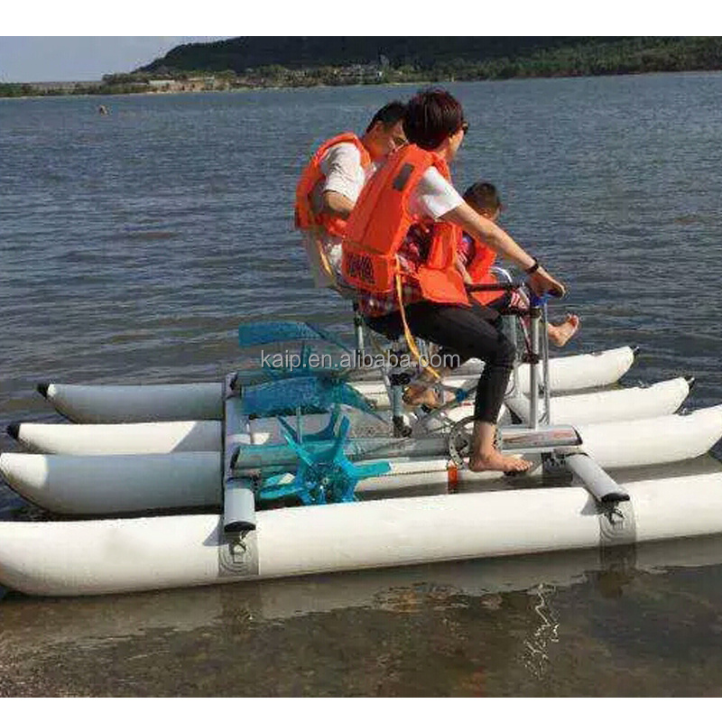 Summer floating inflatable pontoon water bike rust-proof water sports new water tricycle sea and lake paddle boat for sale